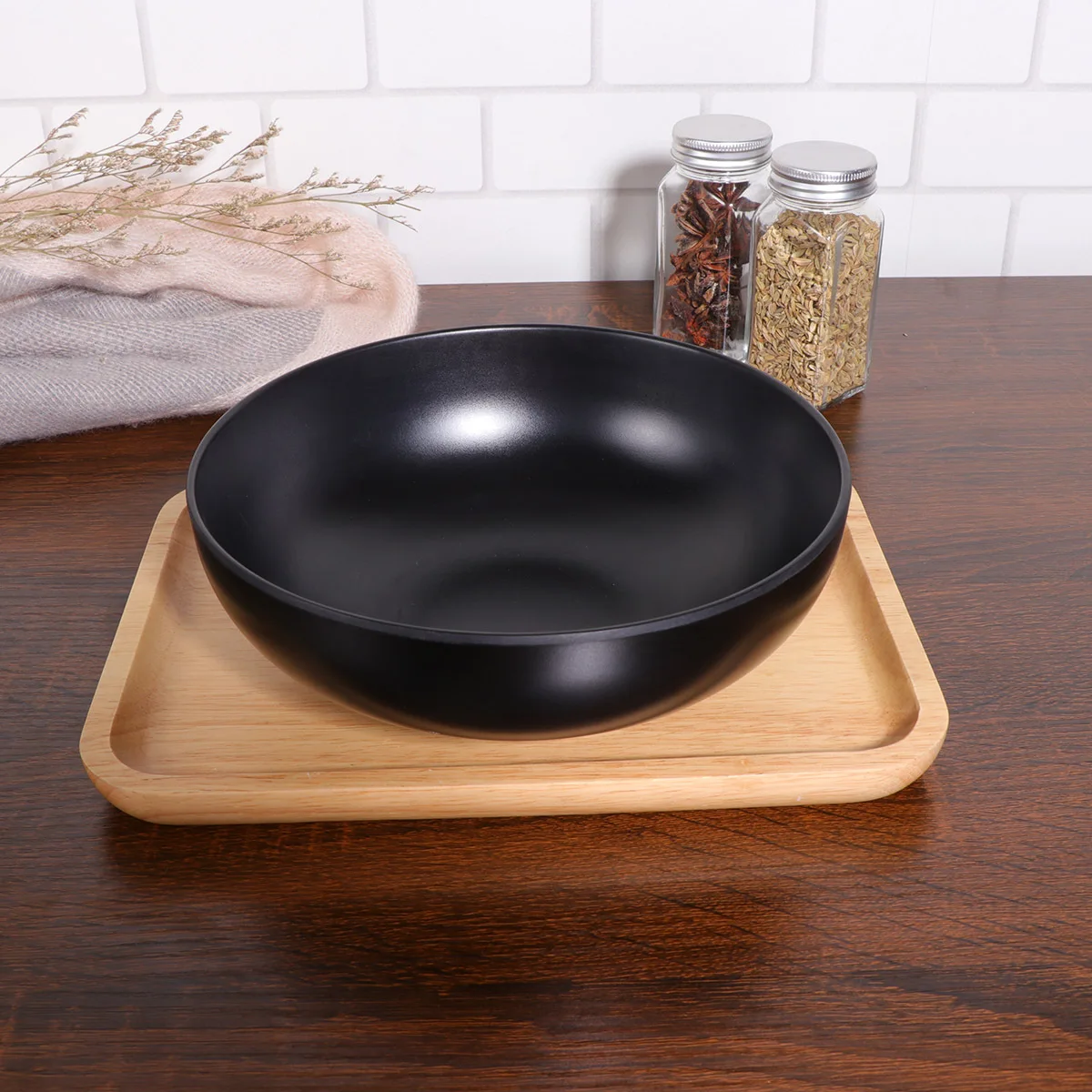 

1pc Imitation Porcelain Ramen Bowl Heat Resistant Melamine Stackable Tableware For Home Restaurant Outdoor Use