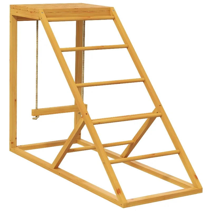 

Wooden Chicken Swing with Perches and Platform 37.75x15.75x28 Inch Play Stand for 2 Hens Coop Accessories Yellow