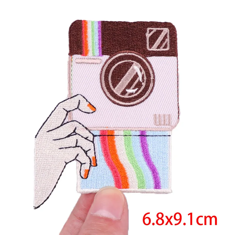 Cartoon Embroidry Patch Camera TV Patches On Clothes Iron On Patches For Clothing Thermoadhesive Patches Rainbow Letter Sticker