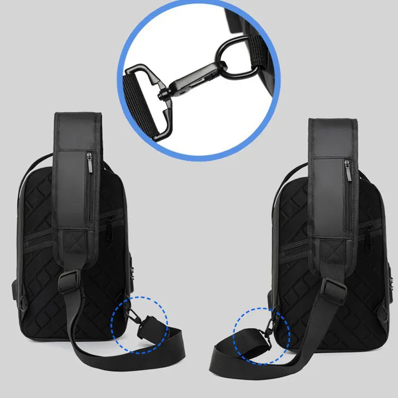 Borsa da petto da uomo nuova Borse a tracolla sportive antifurto multifunzionali per uomo Moda con borsa a tracolla con porta USB con blocco password