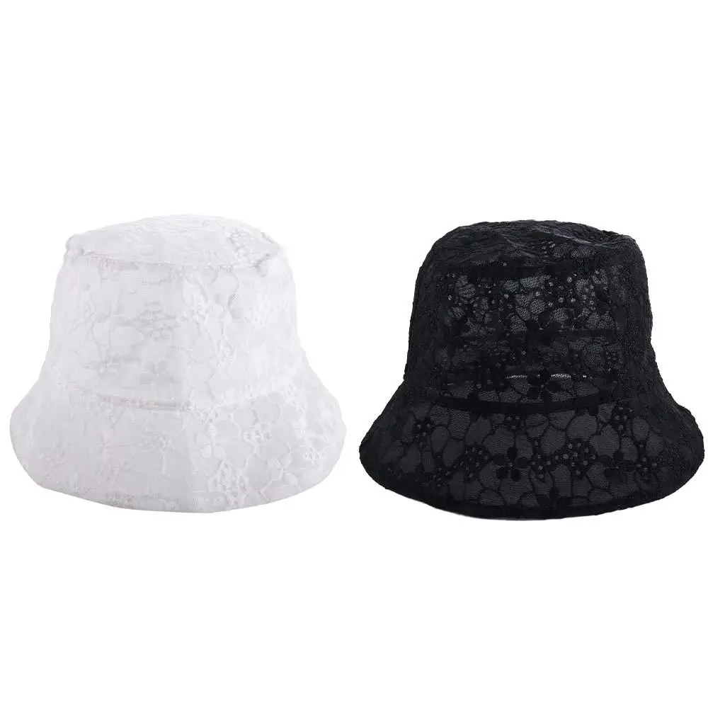 

Thin Casual Style Pure Color Caps Mesh For Women Sun Protection Summer Hat Basin Lace Bucket Hat Sun Hat Female Hats Sun Cap