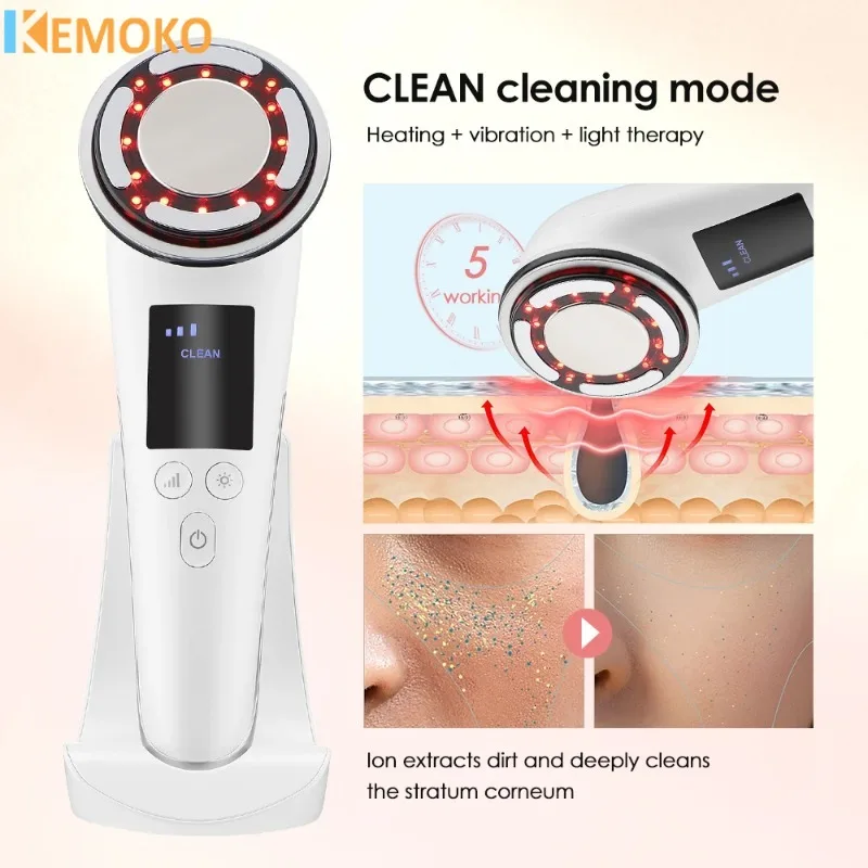 Máquina de estiramiento Facial EMS, masajeador Facial frío y caliente, terapia de fotones LED, dispositivo de belleza limpio, eliminación de arrugas, antienvejecimiento, cuidado de la piel