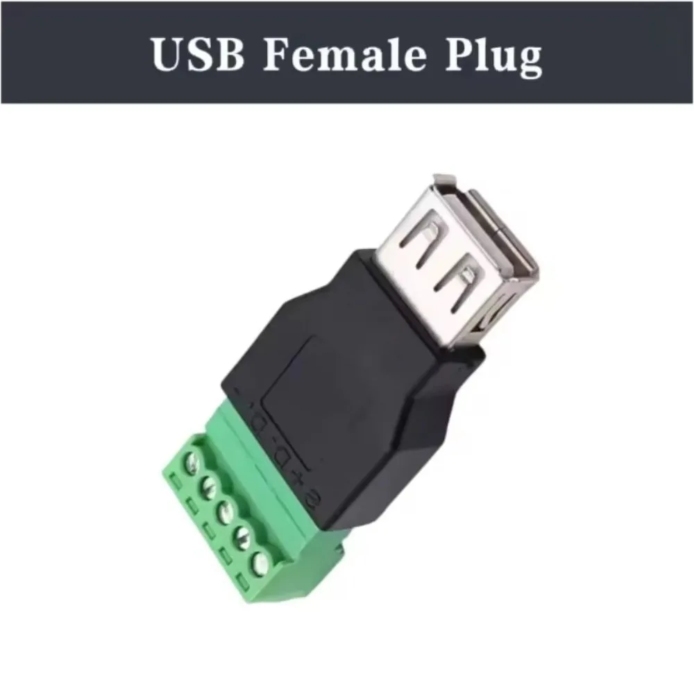 Female USB 2.0 Connector Type A 5 Pin USB Turn Terminal Adapter Connector Jack Shield Screw Terminal USB Jack