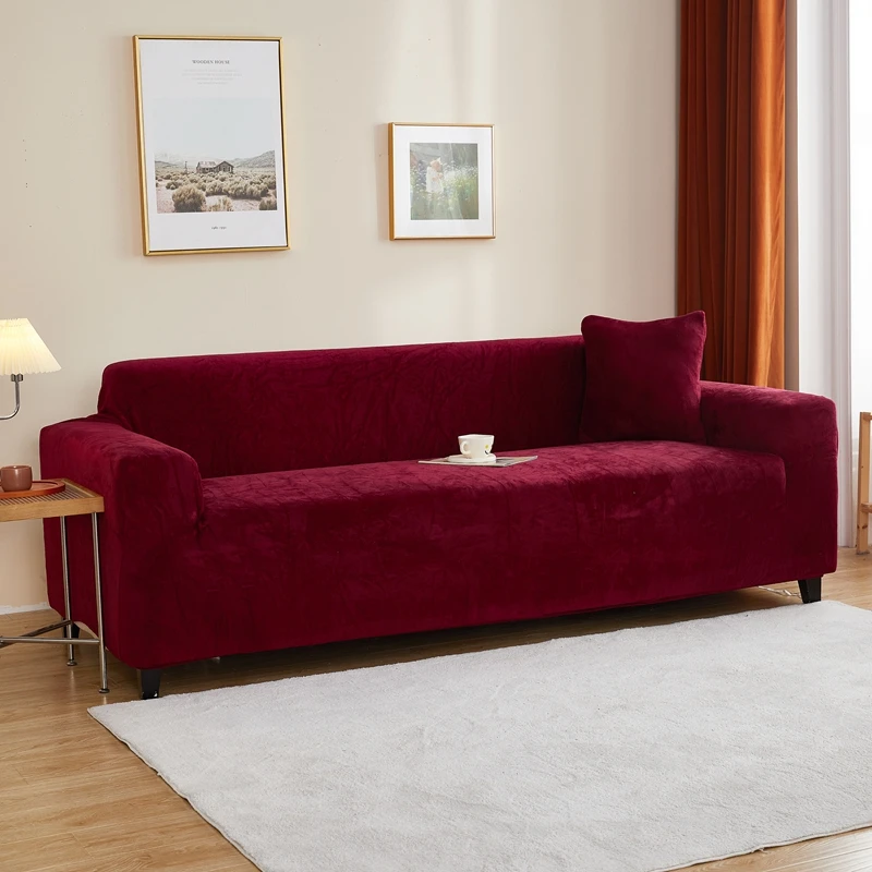 Elastic Stretch Velvet Fabric Sofa Cover Sofa Cover Protector 3 Seater European-style Thickened Couch Covers for Autumn/Winter