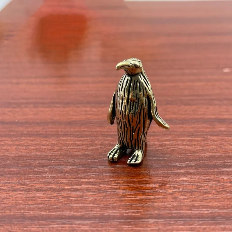 Antarktis-Pinguin-Figur aus reinem Kupfer, Miniatur-Figur, Schreibtisch-Ornament, Tee-Haustier, Briefbeschwerer, Vintage, dekoratives Kunsthandwerk