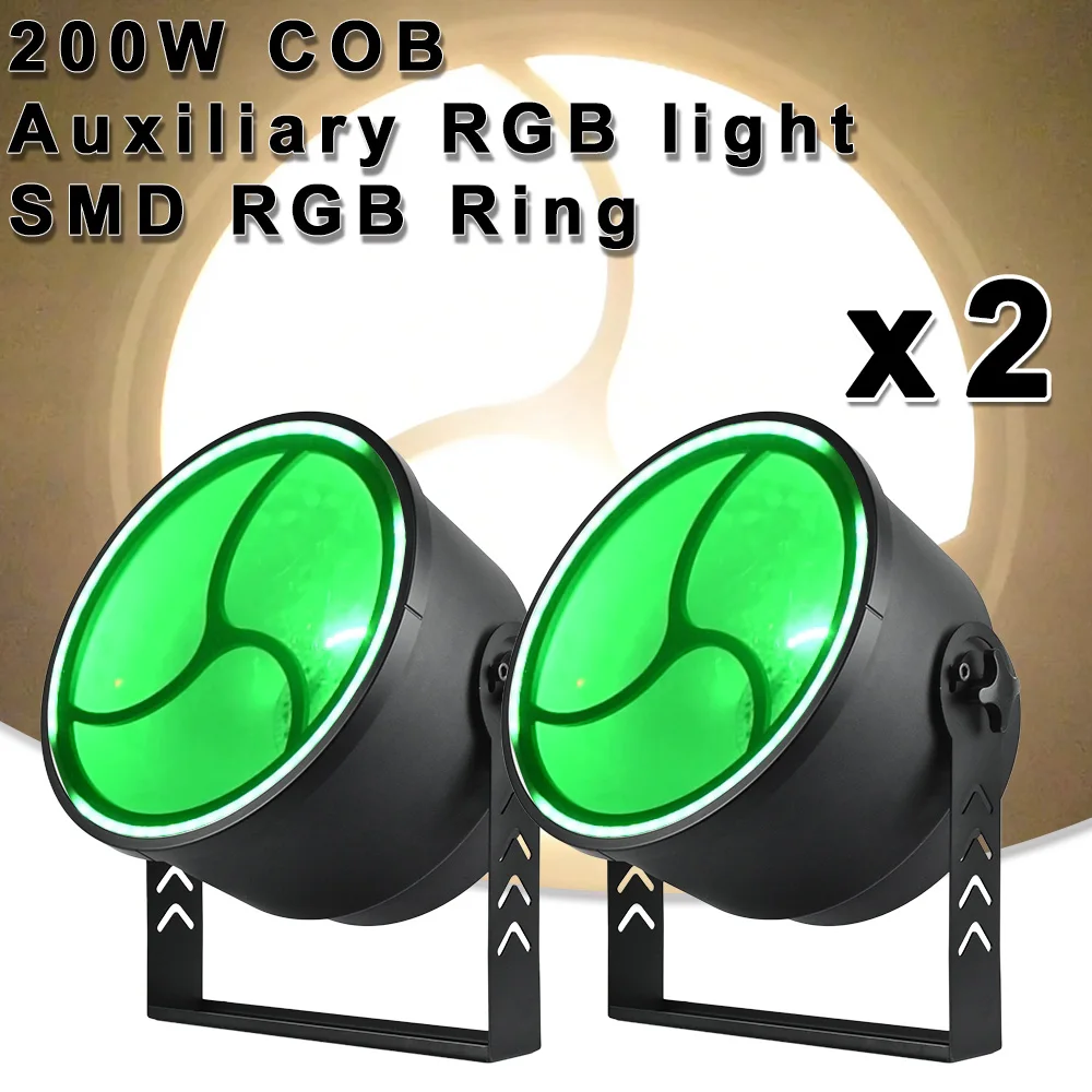 2PCS/LOT LED 200W COB RGB Ring Light Retro Washing Strobe Effect Stage For Concert Background Dance Party DMX512 Music Control