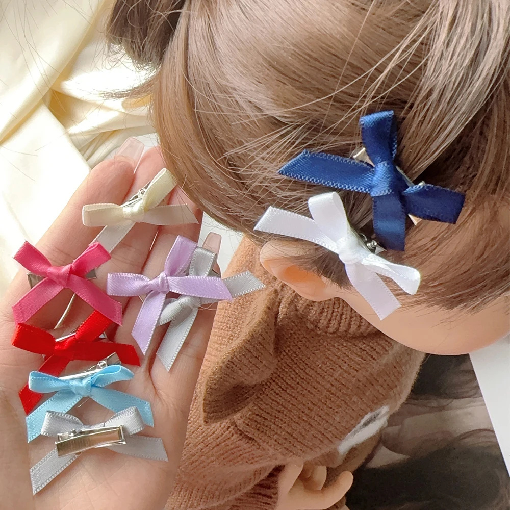 5/10/15/20Pcs Kids Sweet Solid Mini Bowknot 2CM Hair Clip Baby Girls Ballet Style Ribbon Braided Hair Accessories Wholesale