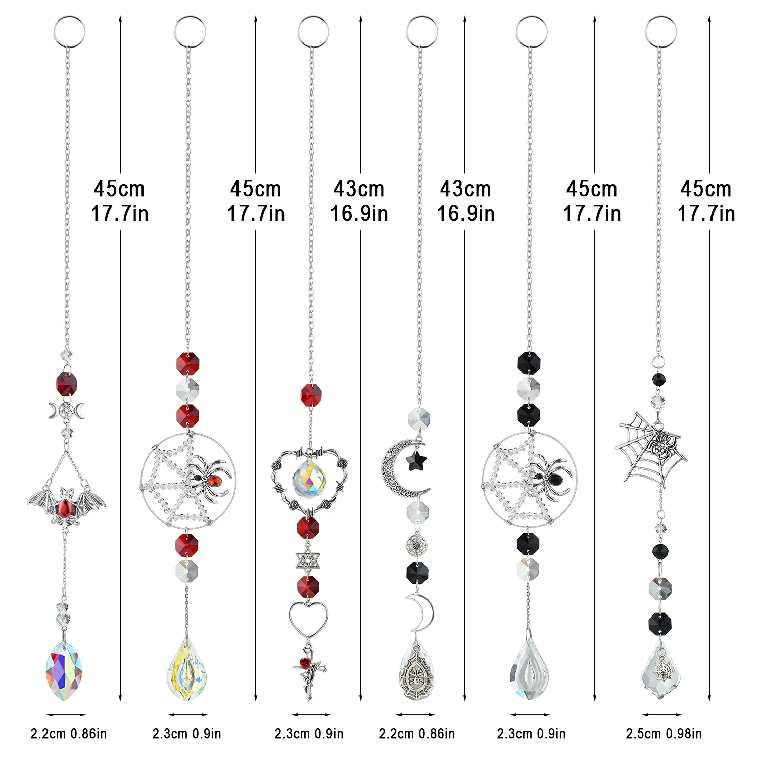 Picture 3: 3pcs Spider Web Wall Mounted Wind Chime with Crystal Home and Garden Decor Gothic Halloween Horror Spider Web Decoration