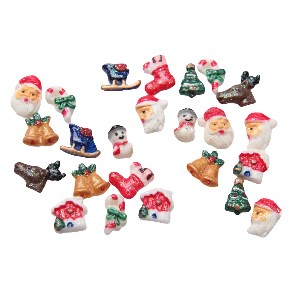 50 sztuk świąteczne Mini akcesoria do paznokci 3d Charms Xmas Phone Craft Flatback Decor Manicure naklejki z żywicy Case