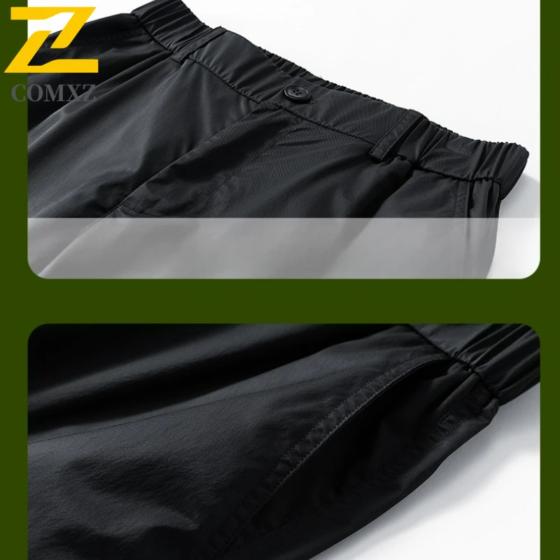 Male Cargo Pants 2025 Autumn Lightweight Adjustable Waist Buckle Water Repellent Trousers Camping Cycling Utility Sweatpants