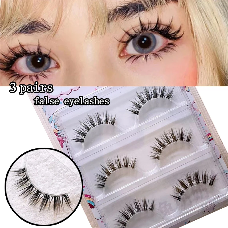 3D Bunch Japanese Fairy Little Devil Cosplay False Eyelashes Segmented Natural Cross Manga Lashes Extension Maquiagem freeship