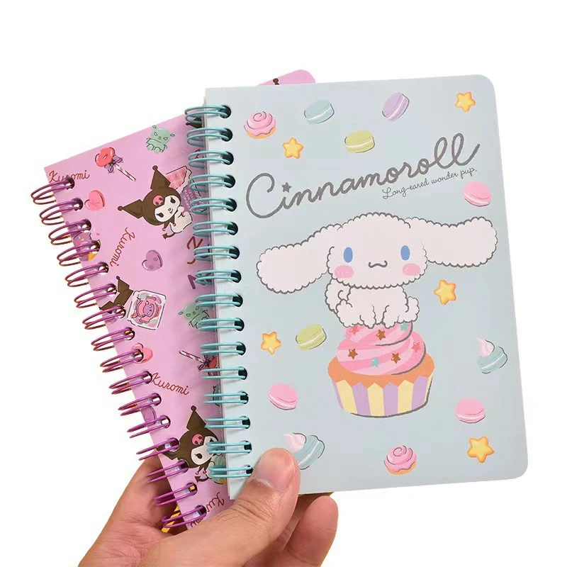 Sanrio A6 Notebook Kuromi Melody Cinnamoroll Portable Coil Account Book Cartoon Student Pocket Kawaii Notepad school Stationery