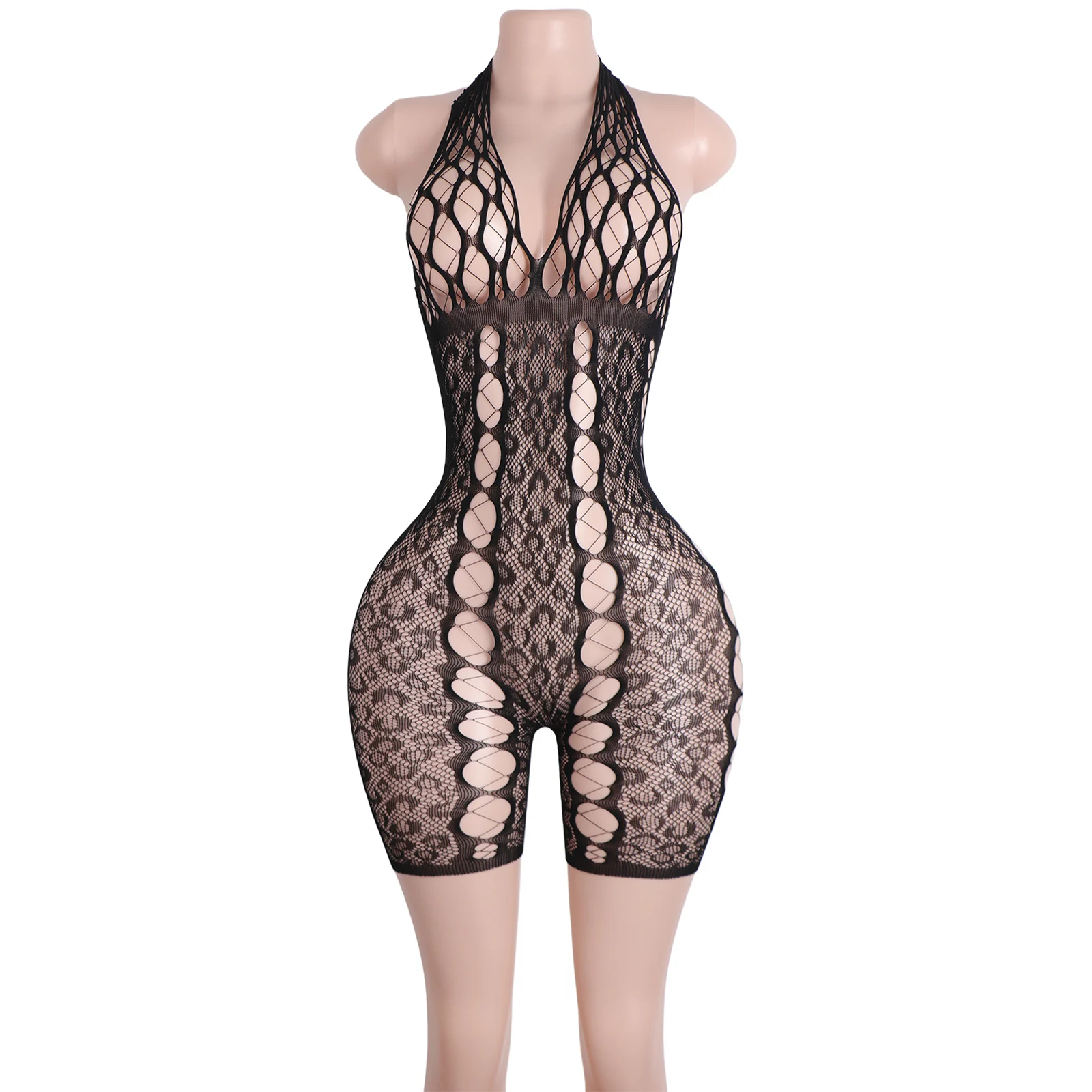 

Sexy Fishnet Thong Bodysuit Ballroom Dancewear Exotic Clubwear Mesh Costume Wholesale Women's Stripper Outfits Divafoxi