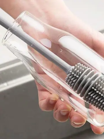 Silicone Milk Bottle Brush Cup Scrubber Glass Cleaner Kitchen Cleaning Tool Long Handle Drink Bottle Glass Cup Cleaning Brush