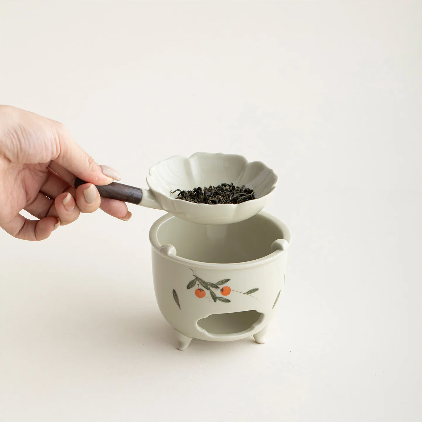 Hand painted roasted tea incense roaster ceramic incense plant cedar aromatherapy burner diffuser