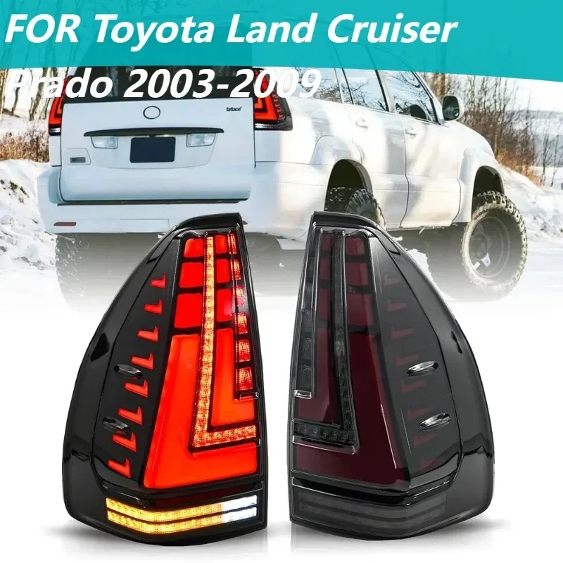 

For Toyota Land Cruiser Prado 2003-2009, LED Tail Lights Set, Plug and Play Rear Lamp with Turn Signal Animation