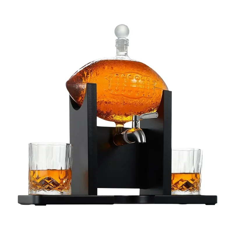 sparkling wine bottle, football decanter with 4 cups, craft ornament special-shaped wine bottle