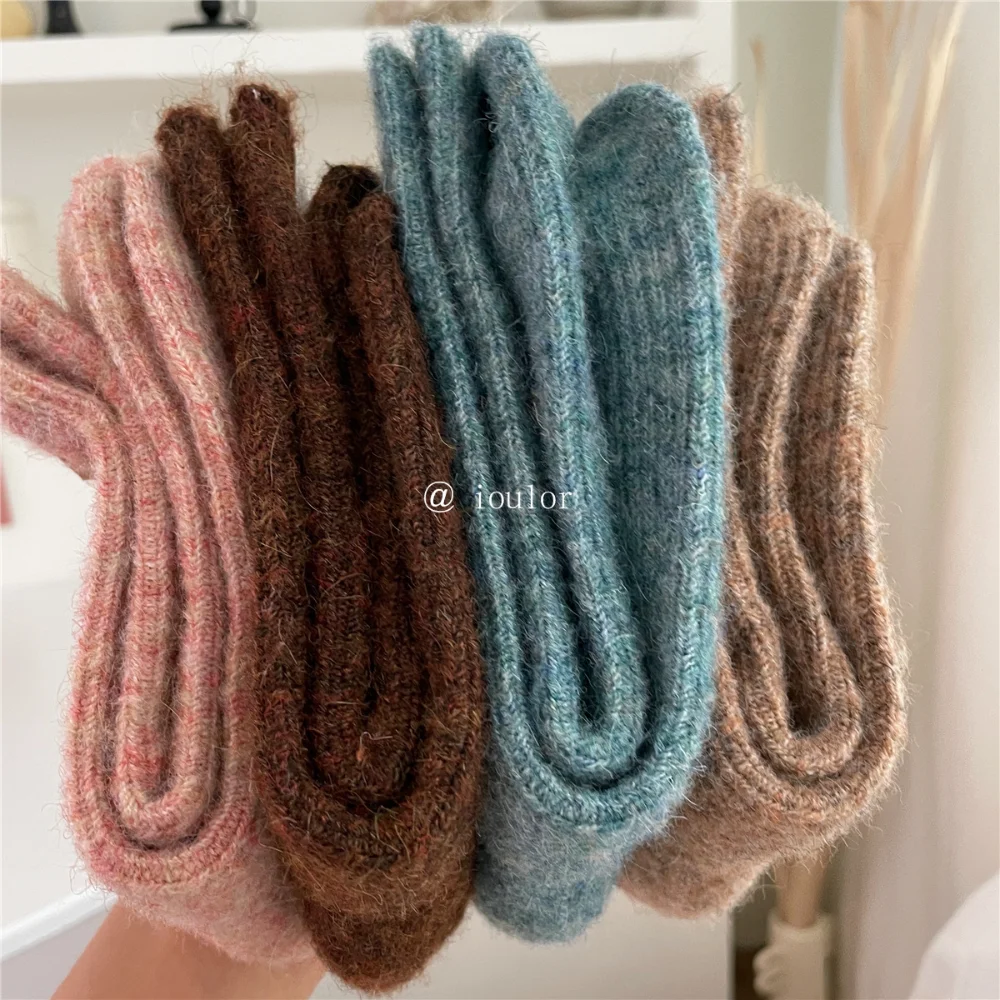 

9% Wool Cashmere Thicken Warm Long Socks Thermal Women Socks Japanese Style Knitting Harajuku Homewear Crew Socks Autumn Winter