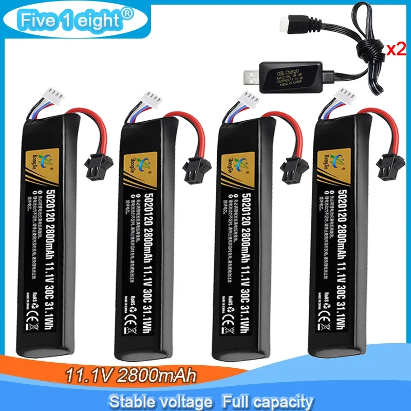 11.1V 2800mAh 30C Lipo Battery with charger for Airsoft remote control water Guns AK47,MP5K,MP5,Scar,M249,AUG,AEG Airsoft Stick