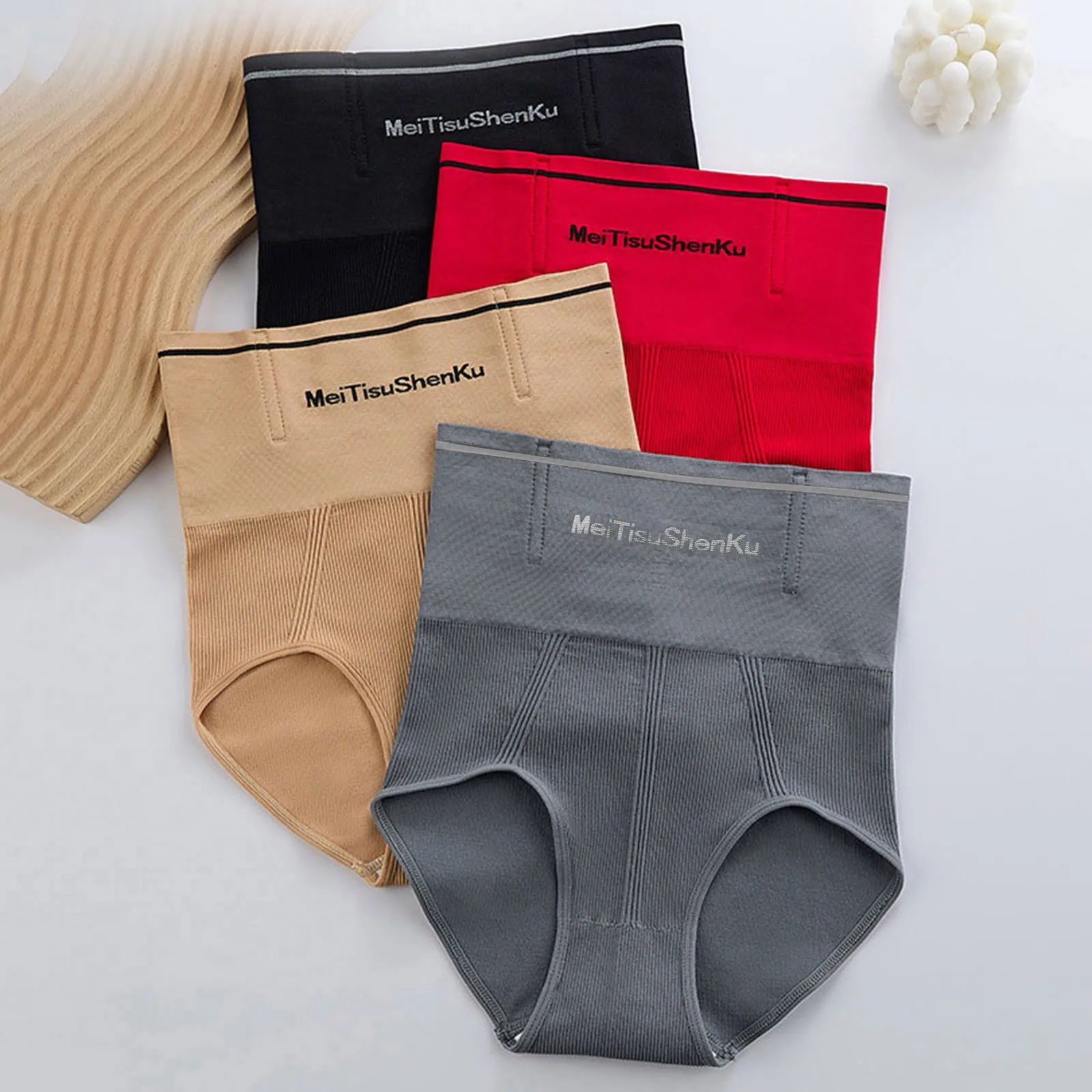 Women Panties Thin High Waist Tummy Control Hip Lift Underwear Briefs Flat Belly Postpartum Recovery Comfortable Soft Underpants