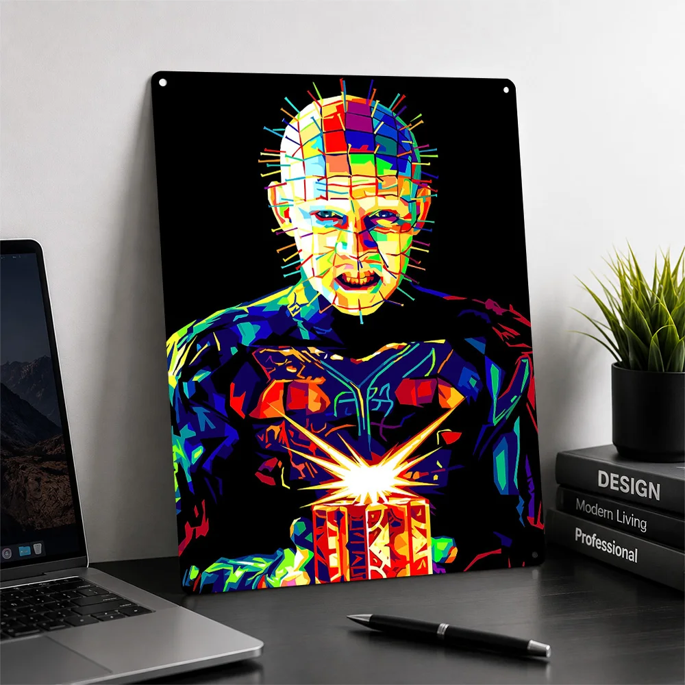 Pinhead With Lament Configuration 3D Texture Metal Poster Customized Wall Art Tin Sign Gift for Mancave Funny Signs Decor Room