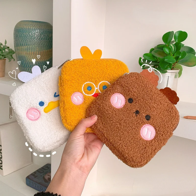 Simpatico sacchetto di immagazzinaggio di assorbenti igienici in peluche da donna sacchetto di assorbenti igienici per assorbenti piccoli sacchetti