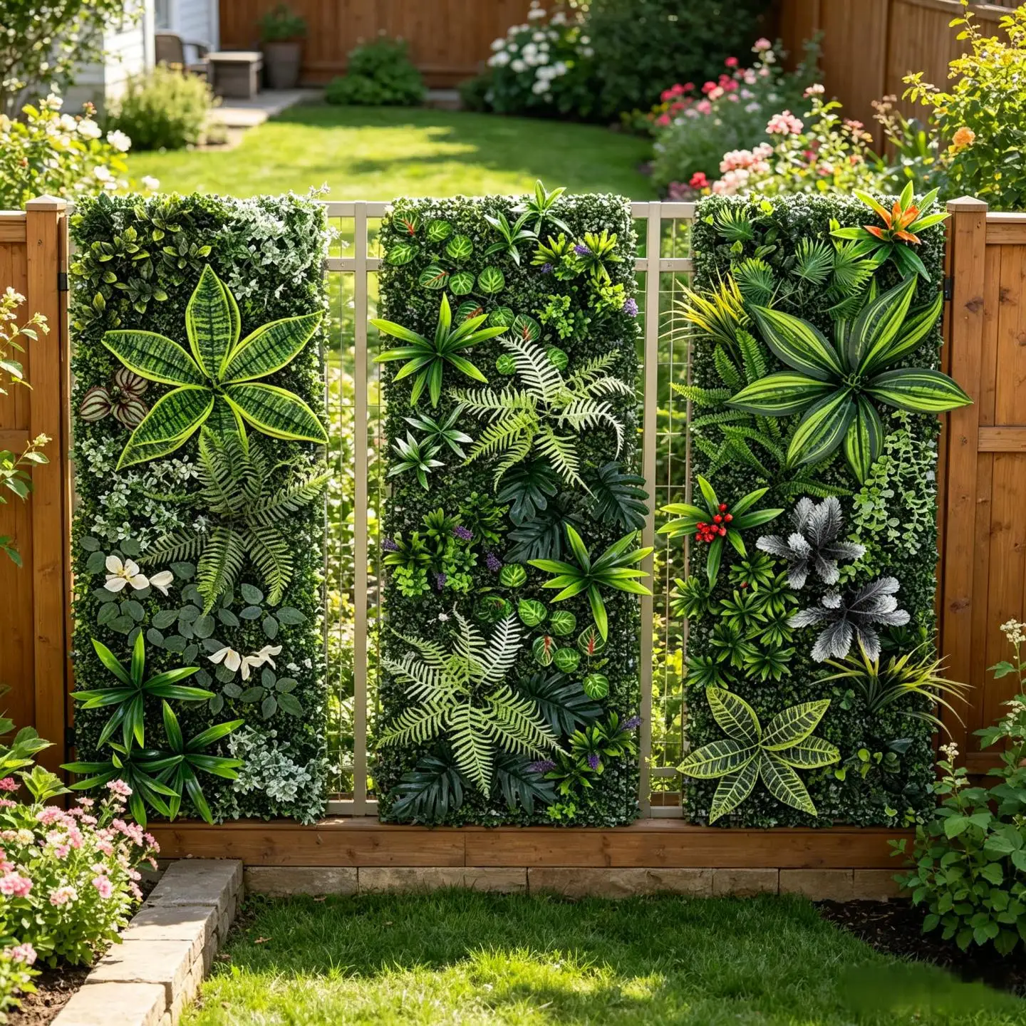 Flower Wall Panel - 40x120cm Artificial Green Plant Wall Panel