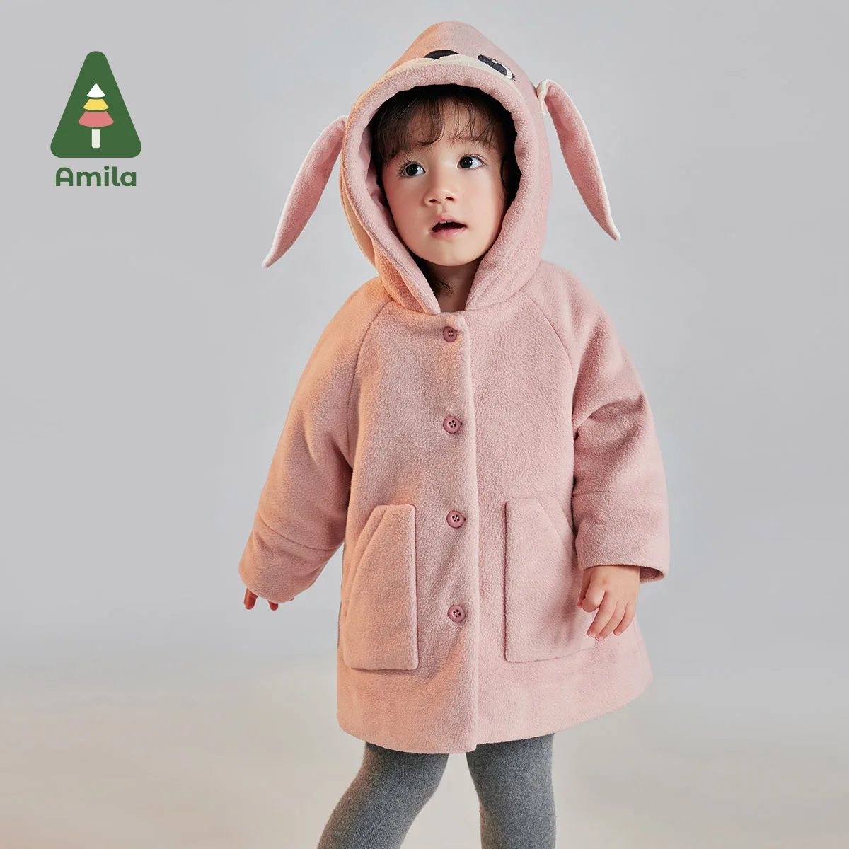 Amila Baby Children Coat 2024 Winter New Multicolour Hooded Fleecing Animal-themed Cute Warm Baby Clothing