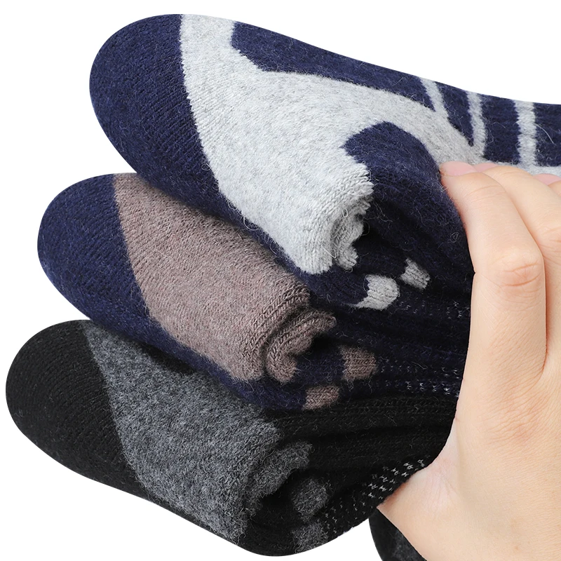 3Pairs Wool Elastic Sports Socks for Men Women Autumn Winter Thermal Mid Tube Sock Durable Cozy Outdoor Moisture Wicking Sock