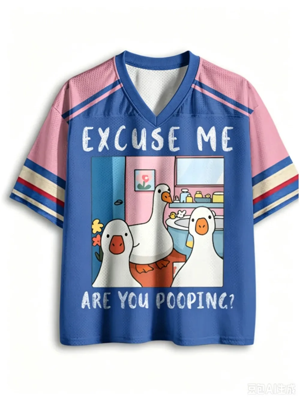 Duck Cartoon Pattern 3D Print Sport Quick-dry Breatha Men V-neck Plus-size T-Shirt Outdoor Street Casual  Y2K Parent-Child Cloth
