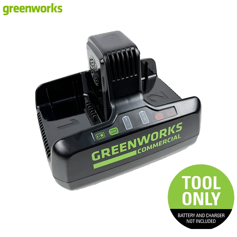 Greenworks 82V 8A Dual Port Battery Charger EU Plug LED Indicator Smart Protection Fast Charging Tool Only