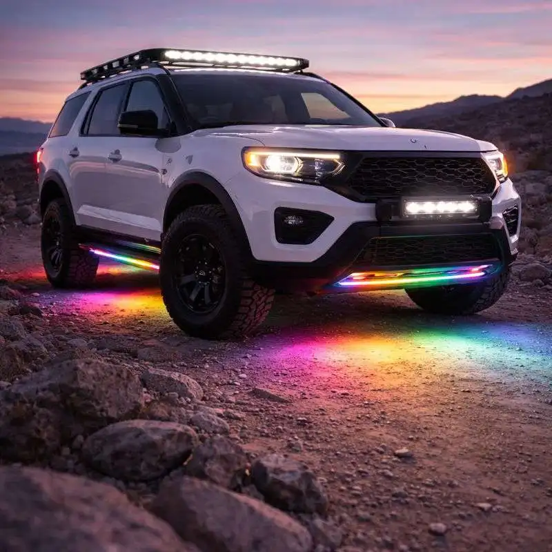 New Led Warning Light Car LED Side Pedal Running Light Truck Emergency Strobe Dual Color Decorative Strip 320LED 12V