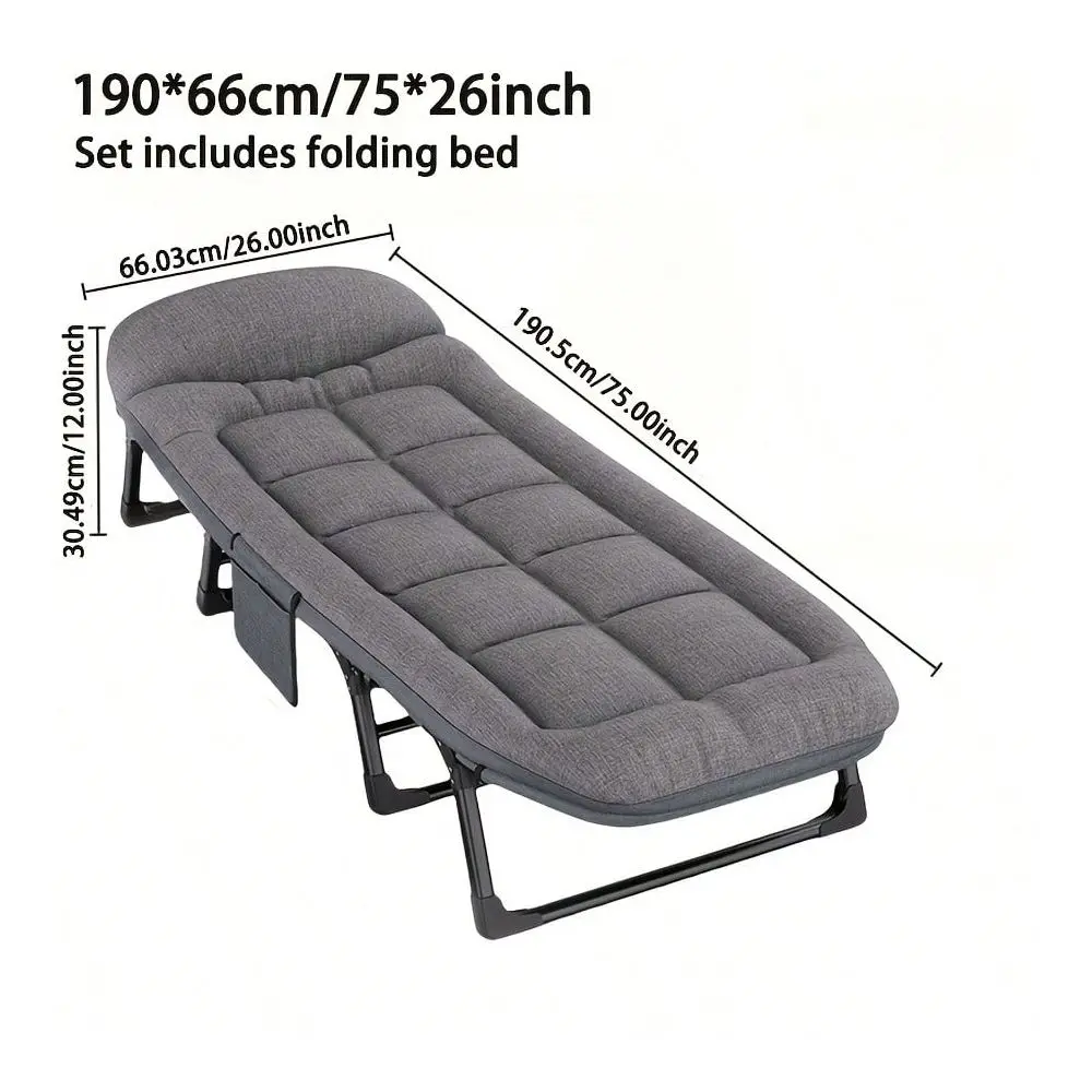 

Outdoor Folding Bed With Mattress, 560 760 Lb Load Capacity, Backyard Camping Lounge Chair, DoubleLayered Fabric With Thickened