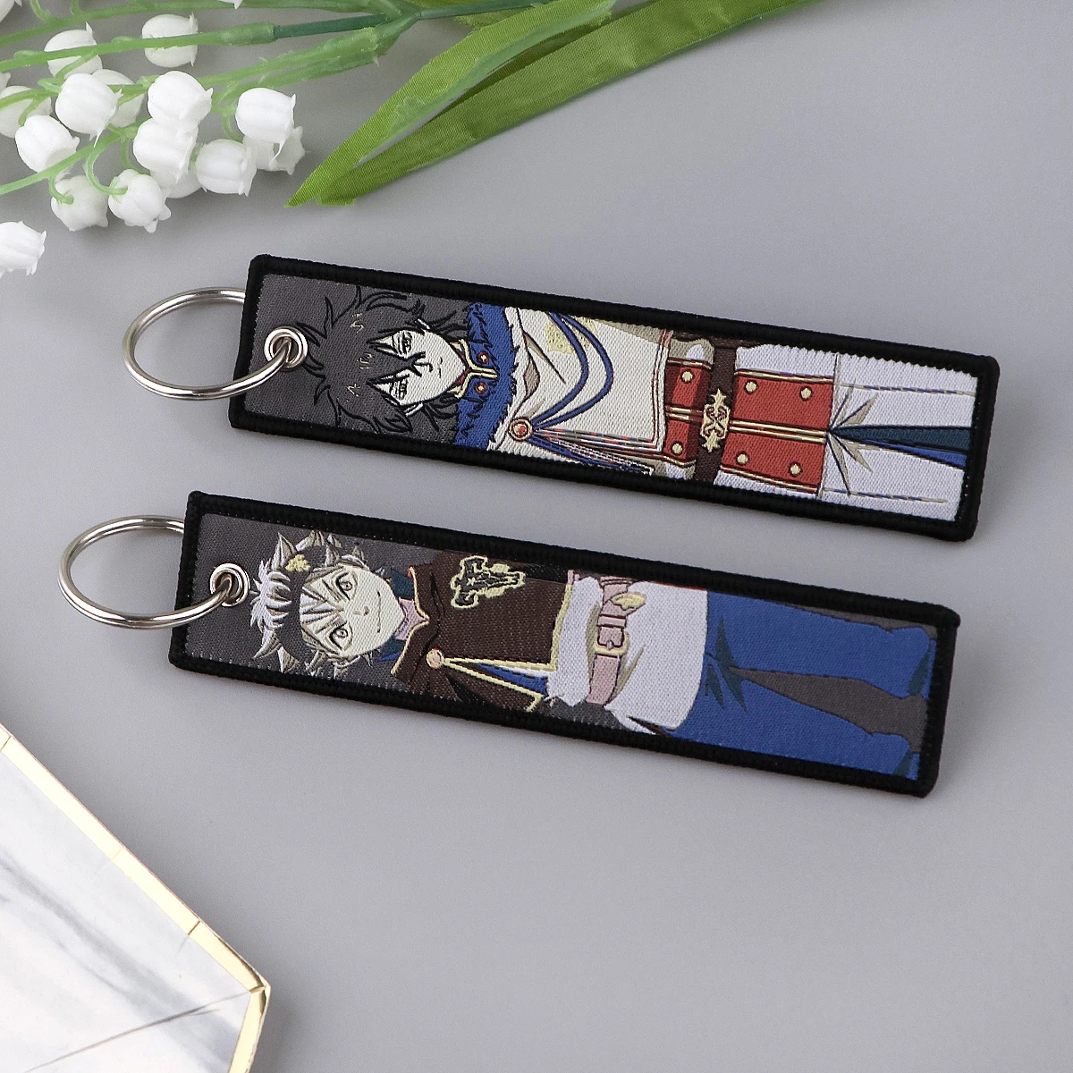 Asta Anime Key Tag Cool Embroidered Keychain For Motorcycles Cars Bag Backpack Chaveiro Key Ring Fashion Key Fobs Gifts