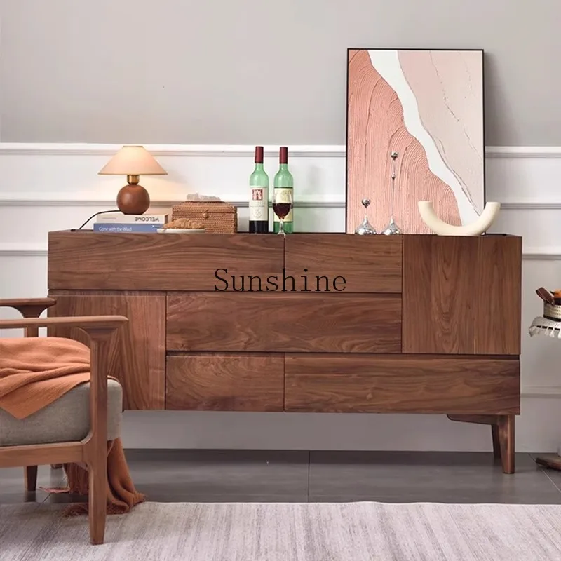 

Nordic living room light luxury solid wood wine cabinet simple modern storage cabinet