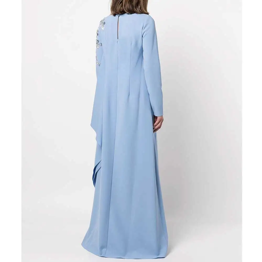 YUMDI Sky Blue Long Sleeve smock Dress Saudi Arabian Luxury Cape Party Gown Special Occasion Wedding Mom Dress Formal Dress 2023