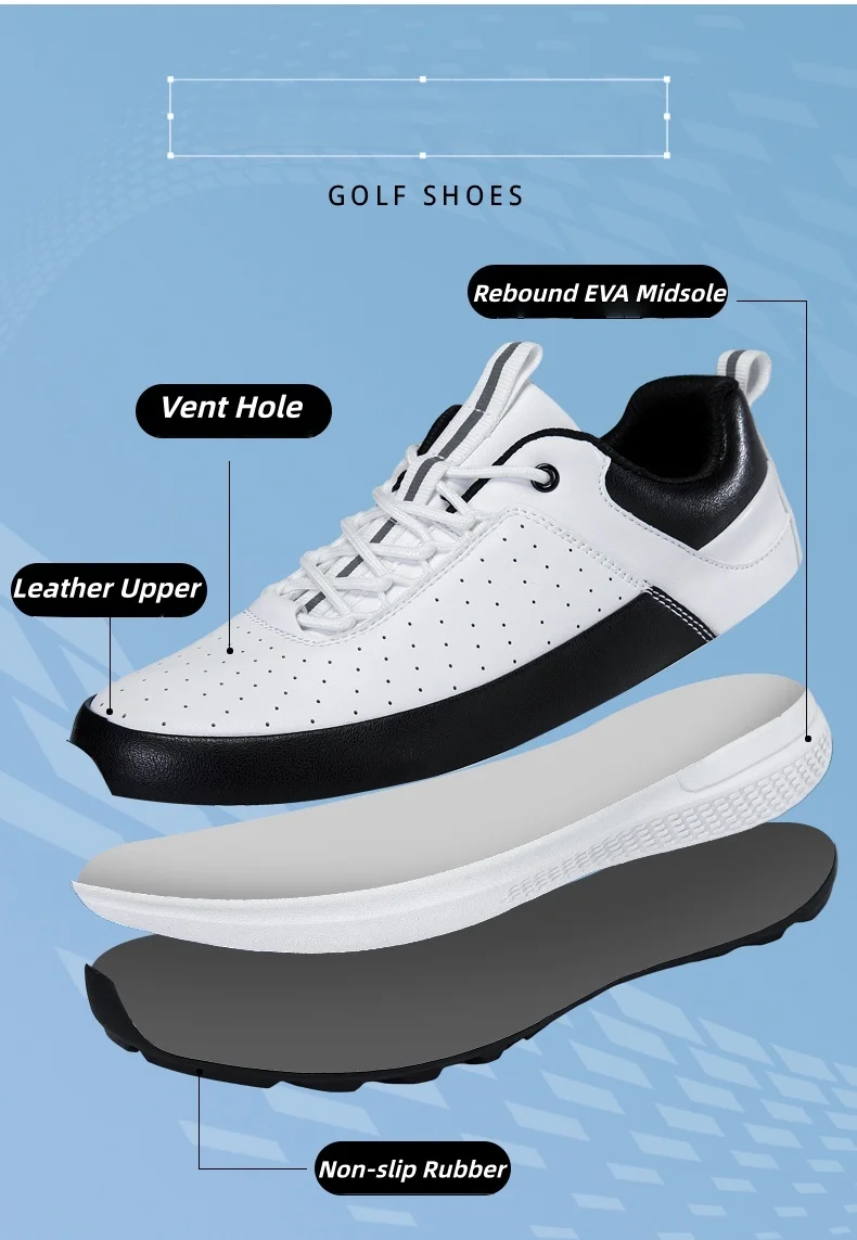 أحذية رياضية جولف للرجال من TFanJump - موضة خارجية كاجوال ووسادة مريحة، أحذية راقية لدورات الجولف مقاس 40-47