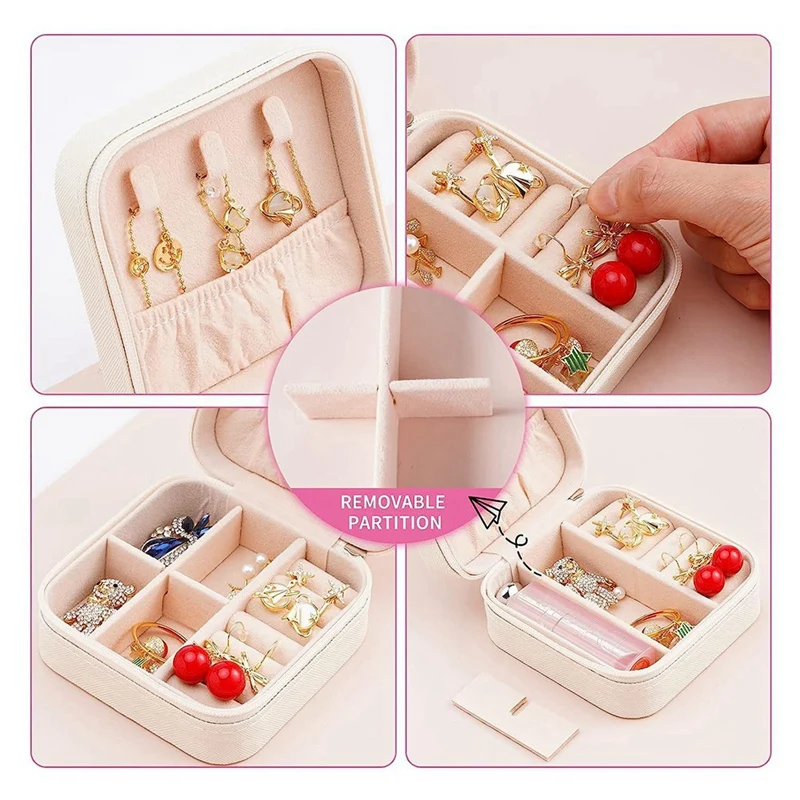 

Rog-eyJewelry Box with Mirror,Small Jewelry Organizer Box,Travel Jewelry Case for Women, (4pcs mirror