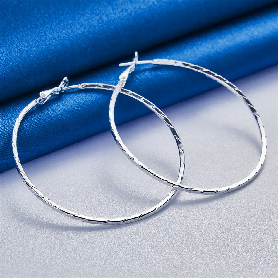 1 pair of 925 sterling silver luxury 50mm exquisite large earrings for women fashion anniversary gift jewelry charm