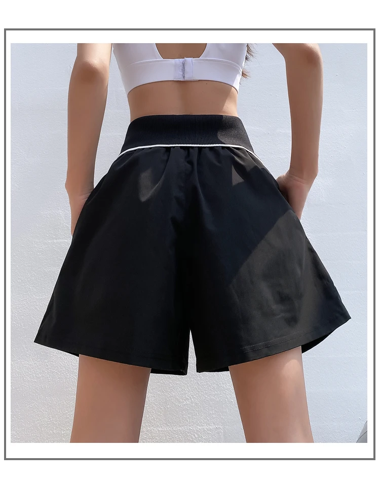 SALIENCY Sportowe Szorty Luźne z Wysokim Stanem Zapobiegające Ekspozycji Cienkie Szorty do Biegania Fitness dla Kobiet Letnie Oddychające Spodnie do Jogi