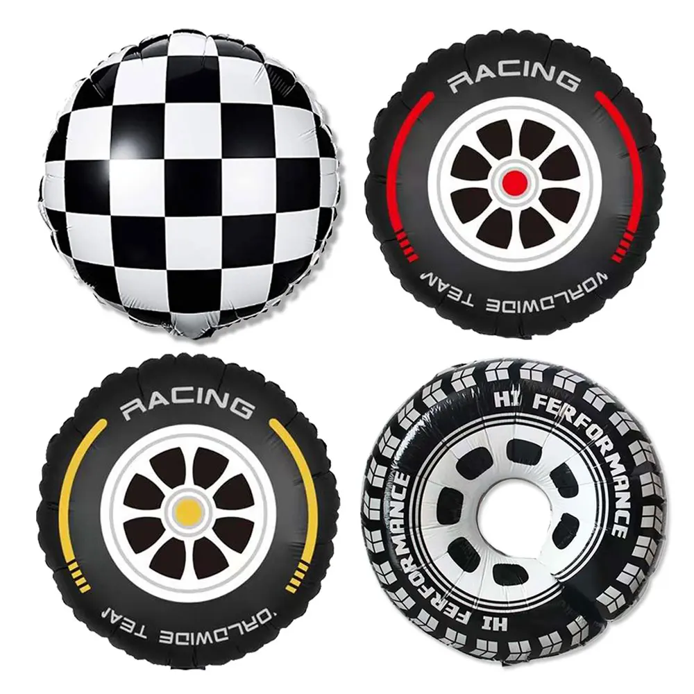 1/3/5Pcs Race Car Foil Balloons Black White Checkerboard Racing Rires Helium Balloons for Racing Car Theme Birthday Decor Supply