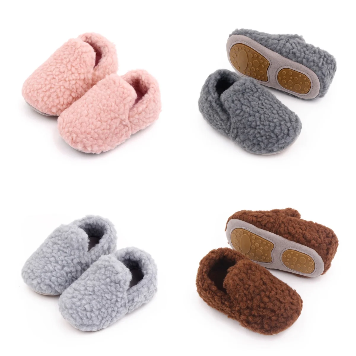 COMFY KIDS Baby Multi-Color Fleece Lined Closed-Back Cotton Shoes, Soft Elastic Non-Slip Warm Toddler Indoor Flat Slippers, Wint