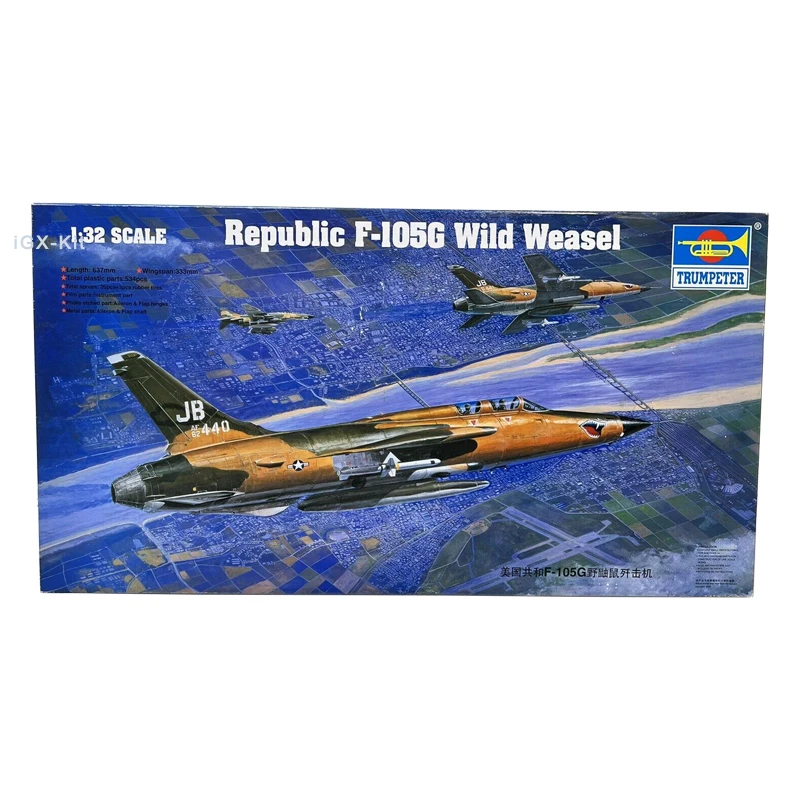 Trębacz 02202 1/32 F105G Thunderchief dzika łasica myśliwiec samolot wojskowy plastikowa zabawka Model zestaw do budowania