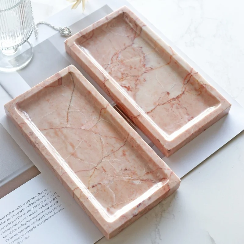 Small Marble Trays Rectangular Jewelry Storage Trays Minimalist Desktop Aromatherapy Storage Trays Interior Storage Accessories