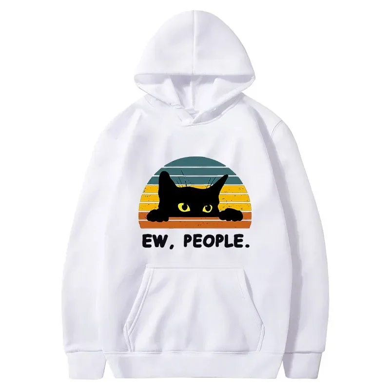 2024 Cozy Cat Men Printed Hoodie with Kangaroo Pocket - Perfect Chilly Days Comfortable & Easy Care Casual Wear Women