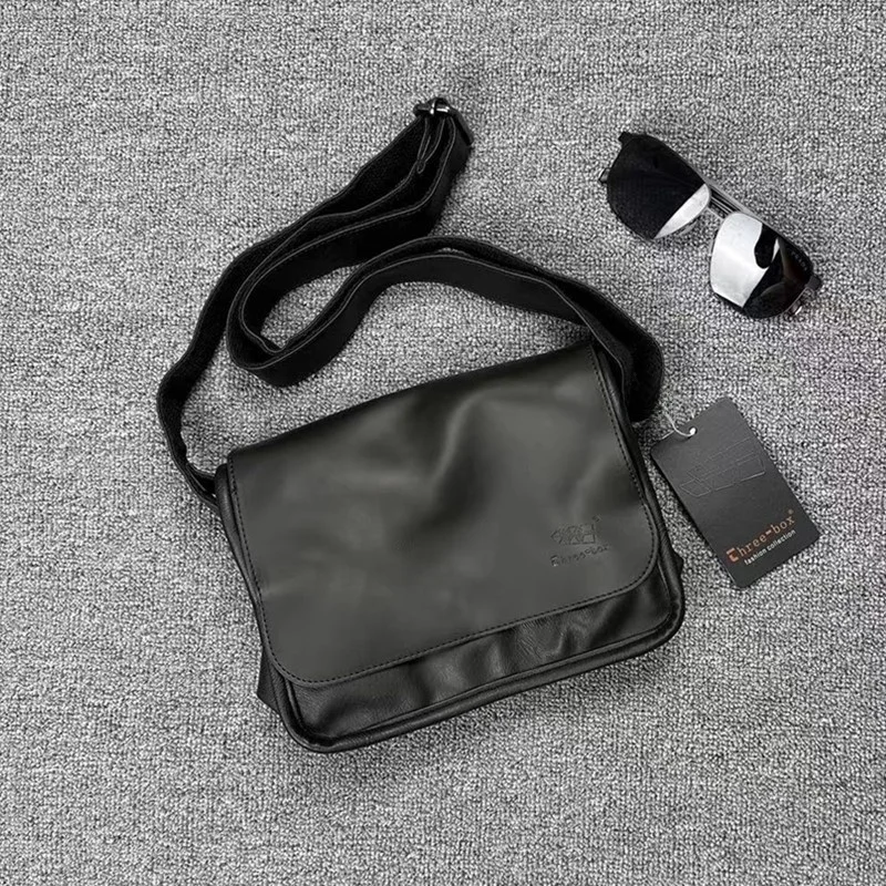 

Teebox Retro Japanese Sle Leather Crossbody Bag Small Square Casual Chest Bag Trendy Men's Bag Soft Handle Zipper Closure