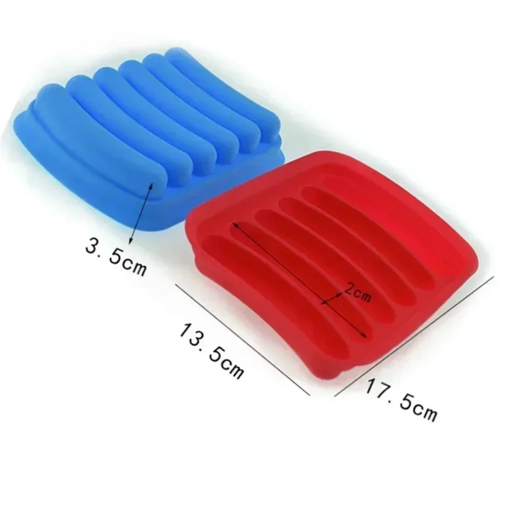 1Pcs Silicone Sausage Mold 6-cavity Homemade Ice Loaf Candy Chocolate Tray Mold DIY Hot dog Egg Sausage Baking Mold with Lid view 6