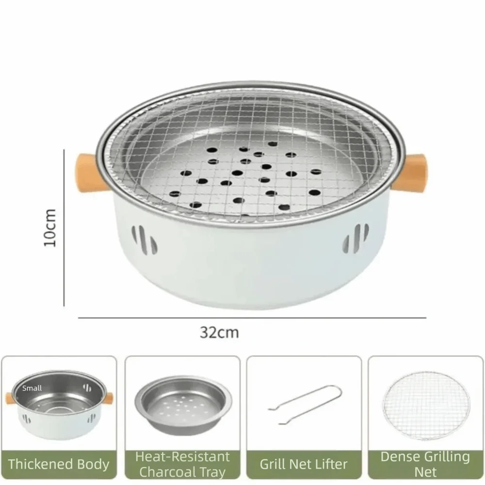Stainless Steel Barbecue Grill Pan Compact Size Split Design Tabletop BBQ Grill With Grill Net Household Grade Split Grill Pan