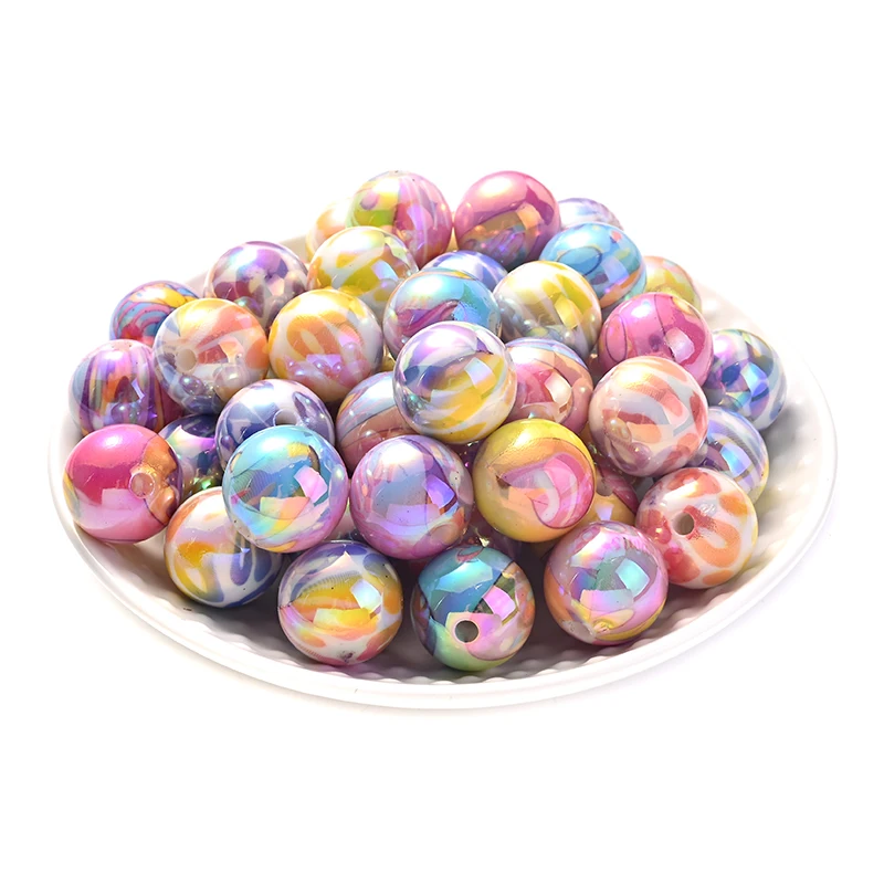 10Pcs 16mm Colorful Round Acrylic Beads Acrylic Spacer Loose Beads For Handcrafts Earrings Bracelet Necklace DIY Jewelry Making