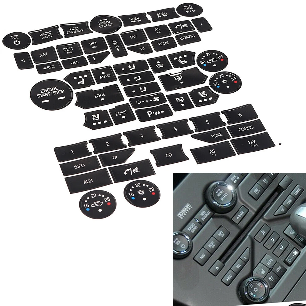 Button Sticker Button Repair Sticker 1 Set Black Climate Control Decal For SAAB 3rd Generation Front Radio/Climate Control